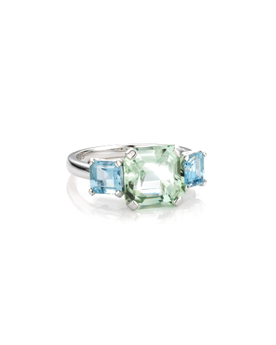 SLAETS Verlovingsringen VERKOCHT Mint Green Tourmaline and Blue Aquamarines, 18Kt White Gold Ring *SOLD OUT* (watches)